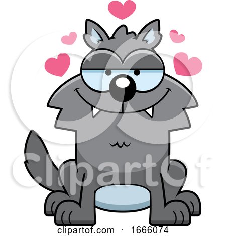 Cartoon Loving Gray Wolf by Cory Thoman