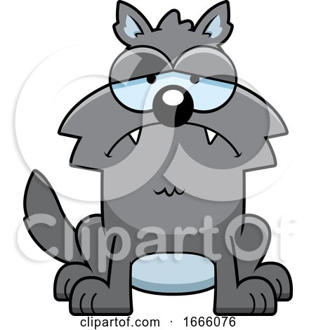 Cartoon Sad Gray Wolf by Cory Thoman