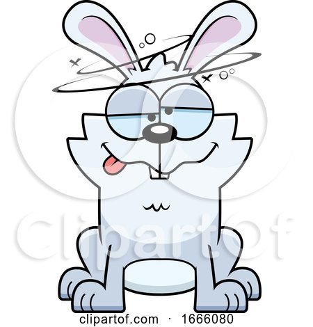 Cartoon Drunk White Bunny Rabbit by Cory Thoman