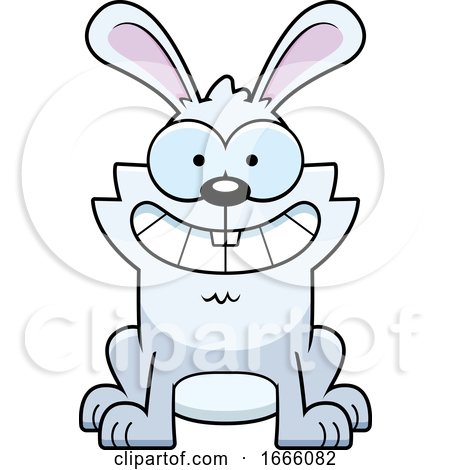Cartoon Grinning White Bunny Rabbit by Cory Thoman