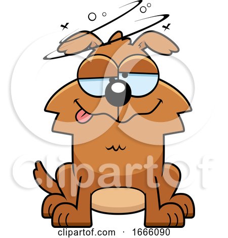 Cartoon Drunk Brown Dog by Cory Thoman