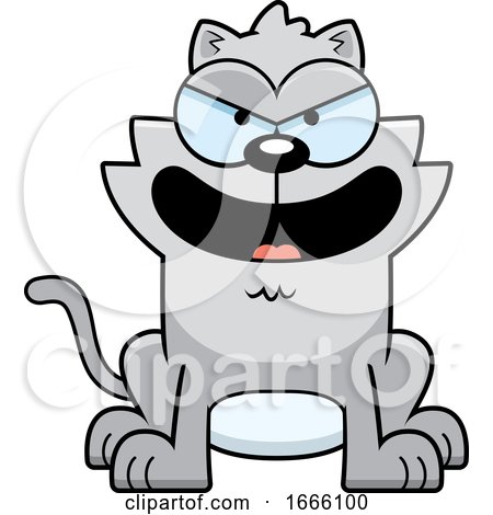 Cartoon Evil Gray Kitty Cat by Cory Thoman