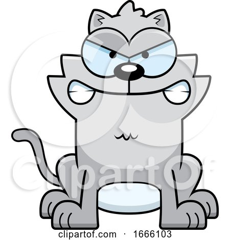 Cartoon Mad Gray Kitty Cat by Cory Thoman