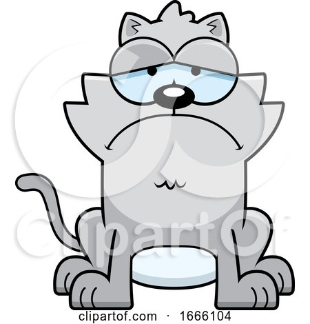 Cartoon Sad Gray Kitty Cat by Cory Thoman
