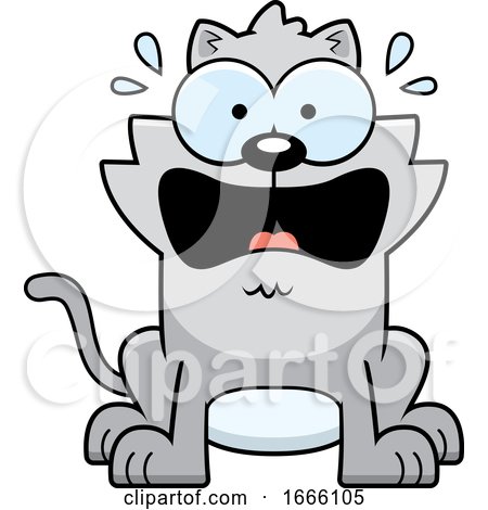 Cartoon Scared Gray Kitty Cat by Cory Thoman