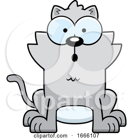 Cartoon Surprised Gray Kitty Cat by Cory Thoman