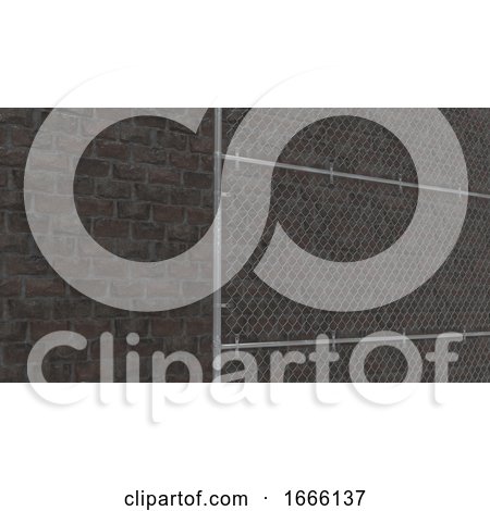 Chain Link Fence on Brick Wall 3D Render by KJ Pargeter