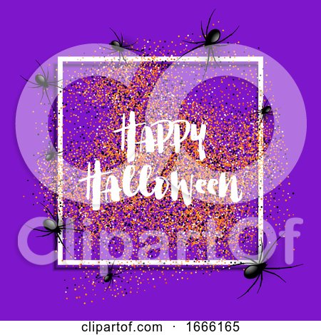 Halloween Background with Spiders on White Frame by KJ Pargeter