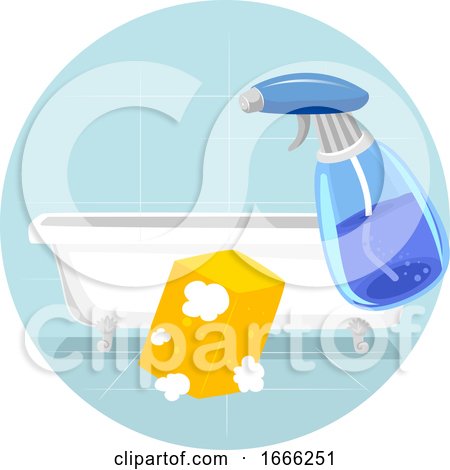 Household Chores Clean Bath Tub Illustration by BNP Design Studio