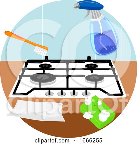 Household Chores Clean Stove Top Illustration by BNP Design Studio
