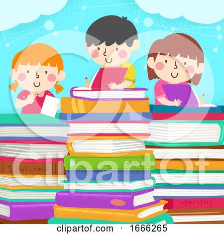 Kids Write Pile Book Illustration by BNP Design Studio