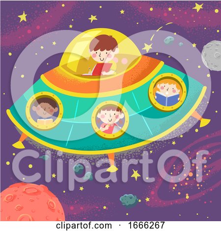 Kids Study Space Ship Illustration by BNP Design Studio