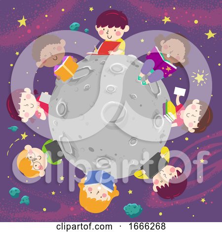 Kids Study Outer Space Books Illustration by BNP Design Studio
