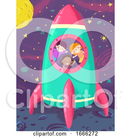 Kids Space Ship Launch Illustration by BNP Design Studio