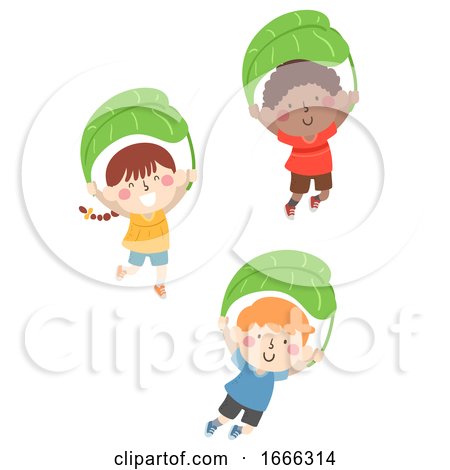 Kids Jump Leaf Parachute Illustration by BNP Design Studio