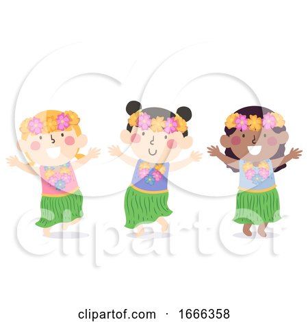 Kids Girls Hawaiian Dress Illustration by BNP Design Studio
