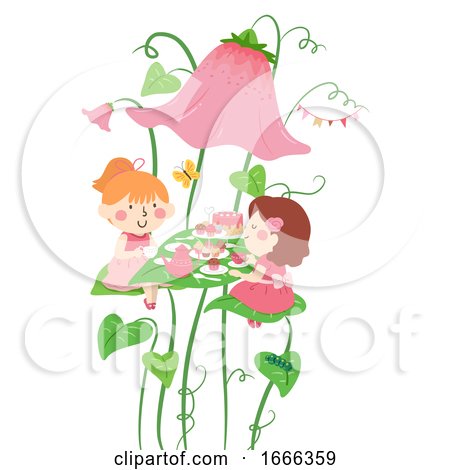 Kids Girls Tea Party Flower Illustration by BNP Design Studio