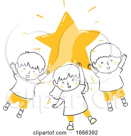 Kids Hold Shining Star Illustration by BNP Design Studio