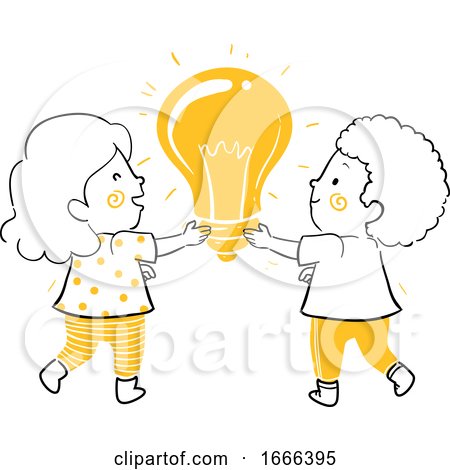 Kids Hold Light Bulb Illustration by BNP Design Studio