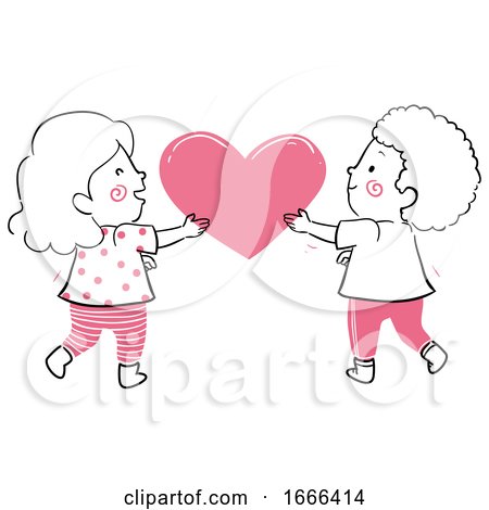 Kids Hold Heart Together Illustration by BNP Design Studio