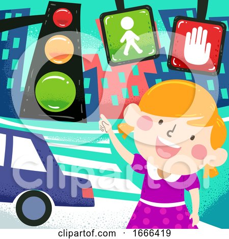 Kid Girl Traffic Signs Dangers Awareness by BNP Design Studio