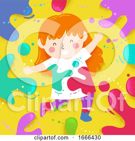 Kid Girl Colors Splats Illustration by BNP Design Studio