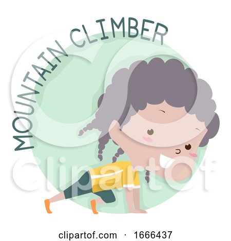 Kid Girl Exercise Mountain Climber Illustration by BNP Design Studio