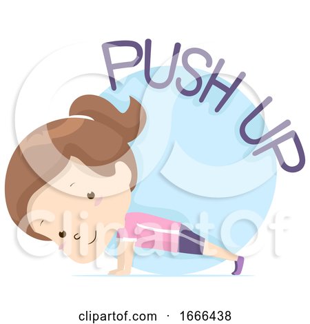 Kid Girl Exercise Push up Illustration by BNP Design Studio