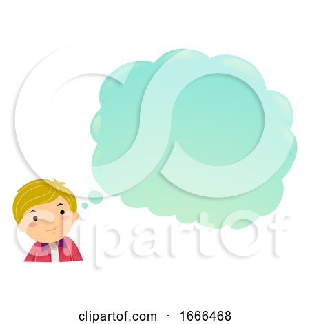 Stickman Teen Guy Thinking Cloud Illustration by BNP Design Studio