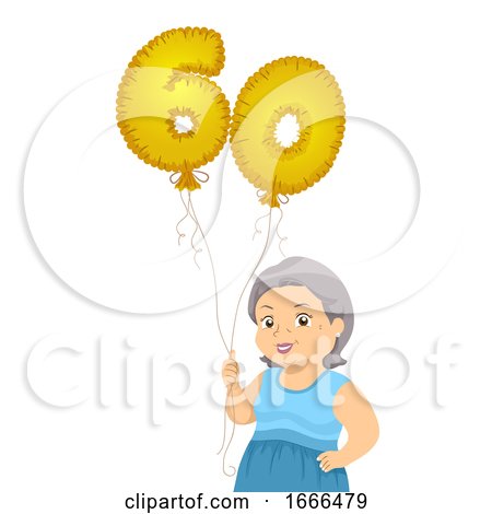 Senior Woman Mylar Balloon Sixty Illustration by BNP Design Studio