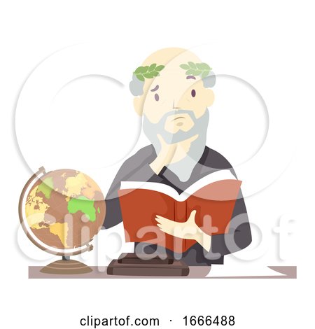 Senior Man Philosopher Think Book Illustration by BNP Design Studio