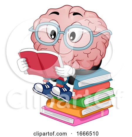 Mascot Brain Read Books Illustration by BNP Design Studio