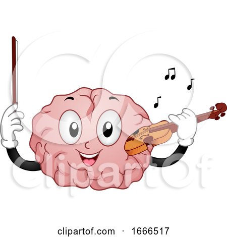 Brain Mascot Play Violin Illustration by BNP Design Studio