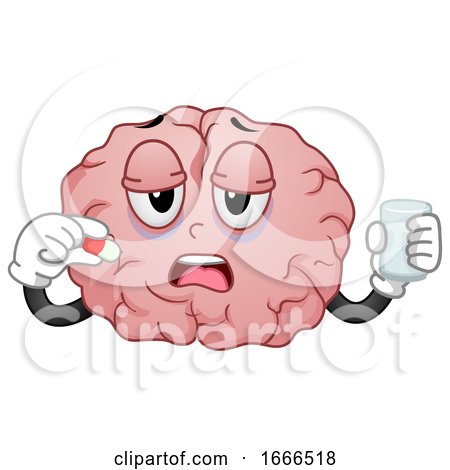 Brain Mascot Drink Medicine Illustration by BNP Design Studio