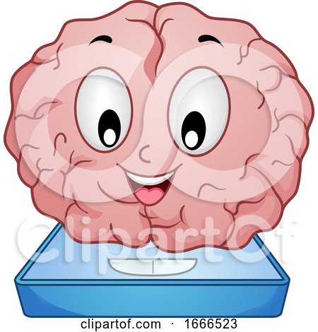 Mascot Brain Weighing Scale Illustration by BNP Design Studio