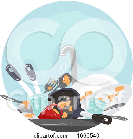 Household Chores Washing Dishes Illustration by BNP Design Studio