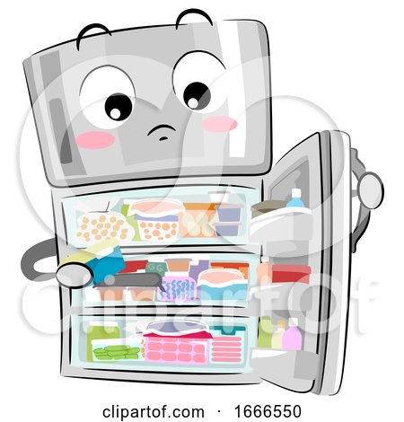 Mascot Refrigerator Full Cluttered Illustration by BNP Design Studio