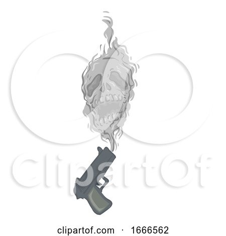 Gun Smoke Skull Illustration by BNP Design Studio
