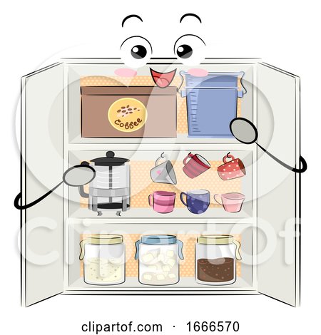 Mascot Coffee Cabinet Organization Illustration by BNP Design Studio