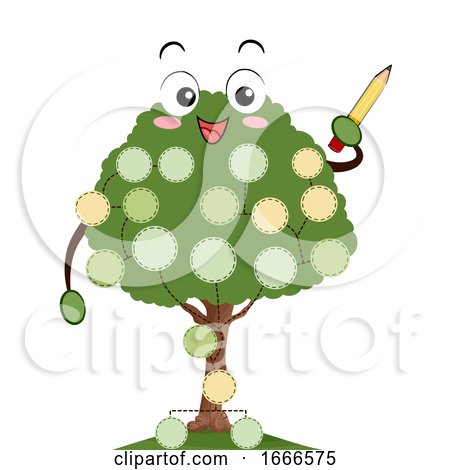 Mascot Family Tree Pencil Write Illustration by BNP Design Studio