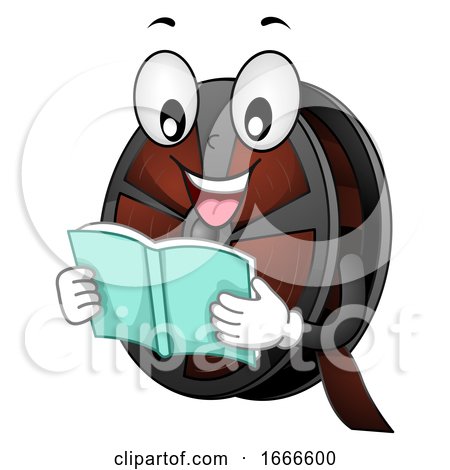 Mascot Film Reel Read Book Illustration by BNP Design Studio