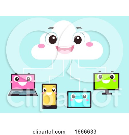 Mascot Cloud Hosting Gadgets Illustration by BNP Design Studio