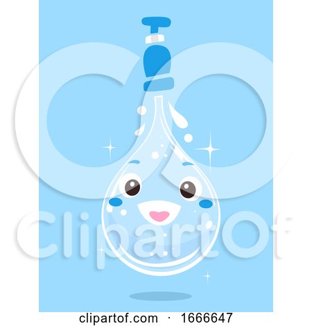 Clean Water Drop Mascot Faucet Illustration by BNP Design Studio