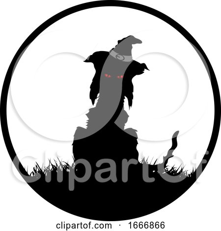 Silhouetted Witch Cat in a Circle by elaineitalia