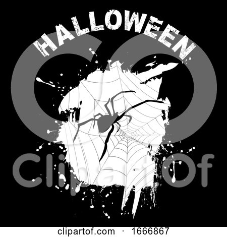 Halloween Background with Grunge and Spider Silhouette by elaineitalia