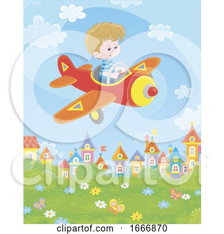 Boy Flying a Plane by Alex Bannykh