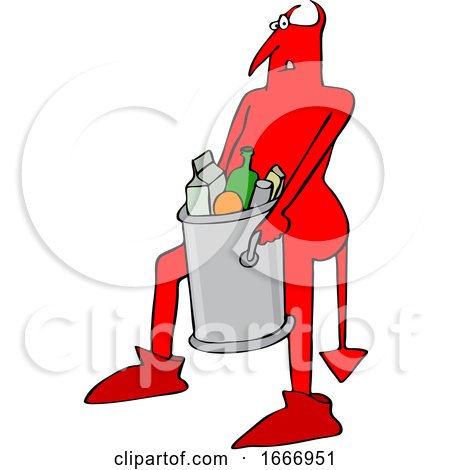 Devil Carrying a Garbage Can by djart