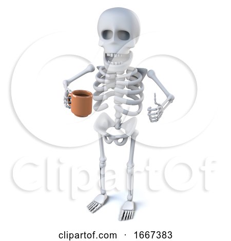 3d Skeleton Enjoys a Nice Cup of Tea by Steve Young