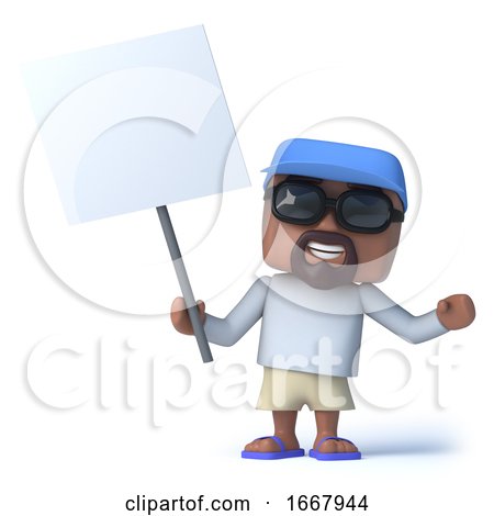 3d Sailor Dude with a Blank Placard by Steve Young