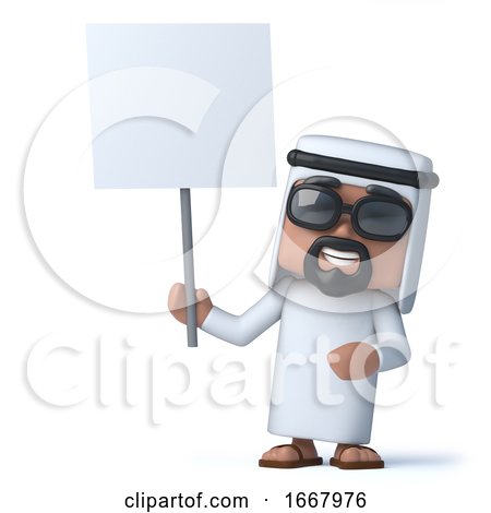 3d Arab Has a Blank Placard by Steve Young